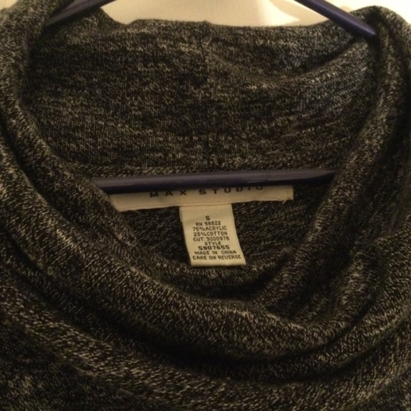 Max Studio sz S long sleeve dark grey sweater dress w/ cowl neck, pleated skirt - Picture 3 of 5